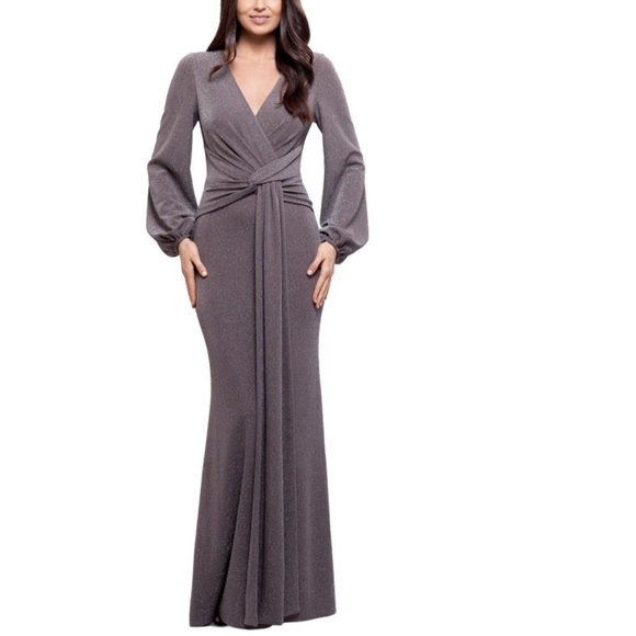 Betsy Johnson Elegant Gray Long Sleeve Dress - Picture 1 of 5